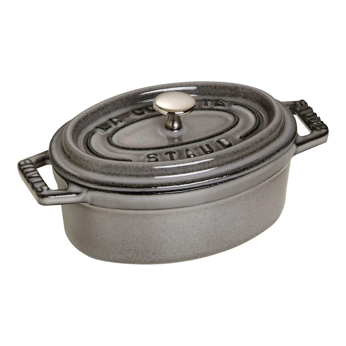 Staub Mini Cocotte 11 Cm, Oval, Graphit-Grau, Gusseisen 1 Staub Mini Cocotte 11 Cm, Oval, Graphit-Grau, Gusseisen