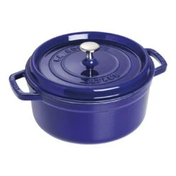 Staub Cocotte 22 Cm, Rund, Dunkelblau, Gusseisen