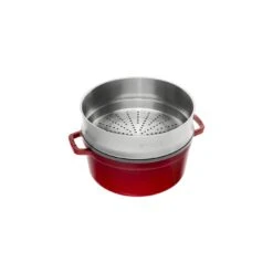 Staub Cocotte Mit Dämpfeinsatz 26 Cm, Rund, Kirsch-Rot, Gusseisen -Zwilling 40510 601 0 2